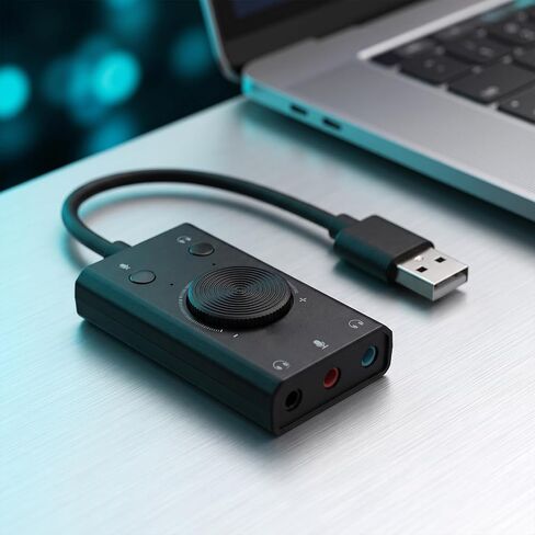 USB Audio Adapter with Volume Control Stereo Sound Card for Laptops in Saudi Arabia