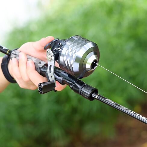 Sougayilang Spincast Fishing Reel - 3.9:1 High Speed, All-Metal Gears, 10LB Drag - Easy Push Button Casting for Bass, Trout, Catfish - Left/Right Hand Changeable，Includes Monofilament Line in Saudi Arabia