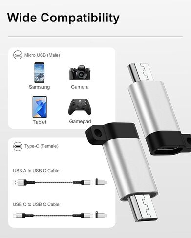 Micro USB to USB-C Adapter 4Pack, USB Type C Female to Micro Male Converter in Saudi Arabia