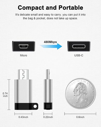 Micro USB to USB-C Adapter 4Pack, USB Type C Female to Micro Male Converter in Saudi Arabia