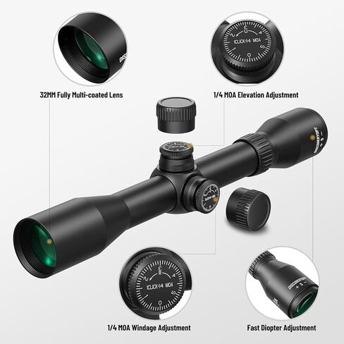 DISCOVERYOPT MS 4x32 Compact Rifle Scope, Shockproof MIL-Dot Reticle Scope for Spring Piston Air Rifle, Lightweight Hunting Riflescope in Saudi Arabia