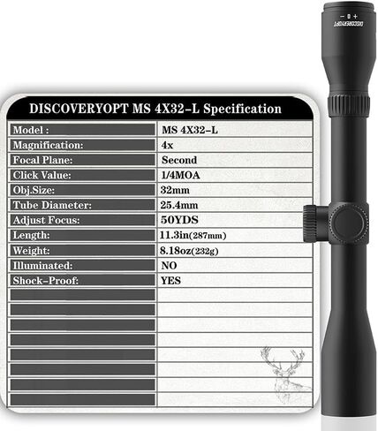 DISCOVERYOPT MS 4x32 Compact Rifle Scope, Shockproof MIL-Dot Reticle Scope for Spring Piston Air Rifle, Lightweight Hunting Riflescope in Saudi Arabia