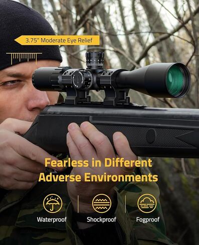 CVLIFE BearPower 5-25x50 FFP Rifle Scope - First Focal Plane with MOA Illuminated Reticle, Zero Stop, Parallax Adjustment, Scope Rings - Long Range Hunting Scope 30mm Tube in Saudi Arabia