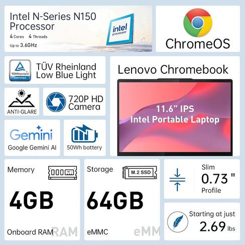 Lenovo Chromebook 11.6" IPS Intel Portable Laptop for Home Student Travel in Saudi Arabia