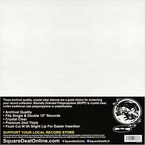10" Record Outer Sleeves - Super Clear Premium 2 Mil Thick - Archival Quality BOPP - 10SB02 (100) in Saudi Arabia