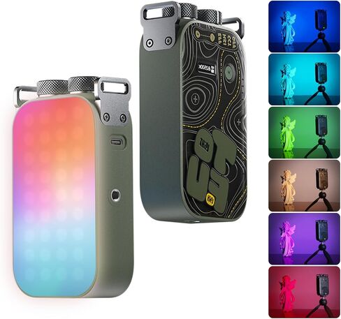 PHOTOOLEX TOFU-BRO RGB LED Video Light, Palm-Sized 7500mAh 12W Portable Cold Shoe Panel Camera Light, 2500-9900K, CRI TLCI 96+, 21 Effects, for Content Creator, Macro Photography, Product, Outdoors in Kuwait