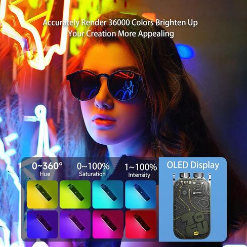 PHOTOOLEX TOFU-BRO RGB LED Video Light, Palm-Sized 7500mAh 12W Portable Cold Shoe Panel Camera Light, 2500-9900K, CRI TLCI 96+, 21 Effects, for Content Creator, Macro Photography, Product, Outdoors in Kuwait