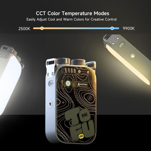 PHOTOOLEX TOFU-BRO RGB LED Video Light, Palm-Sized 7500mAh 12W Portable Cold Shoe Panel Camera Light, 2500-9900K, CRI TLCI 96+, 21 Effects, for Content Creator, Macro Photography, Product, Outdoors in Kuwait