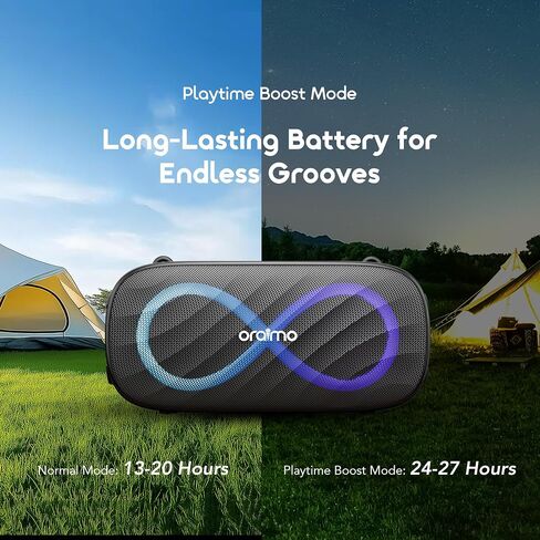 مكبر صوت بلوتوث محمول Oraimo SpaceBox Pro، مكبرات صوت لاسلكية ذات تأثير ضوئي، صوت عالٍ، صوت جهير ثقيل، ميكروفونات مدمجة، دعم بطاقة TF، مدخل AUX، مكبر صوت قوي للحفلات، المنزل، في الهواء الطلق، رمادي in Kuwait