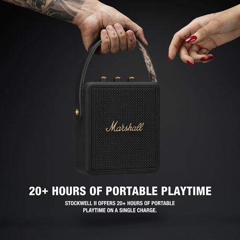 Marshall Stockwell II Portable Bluetooth Speaker, Black and Brass in Kuwait