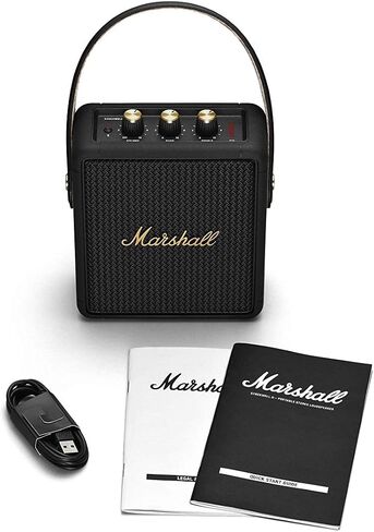 Marshall Stockwell II Portable Bluetooth Speaker, Black and Brass in Kuwait