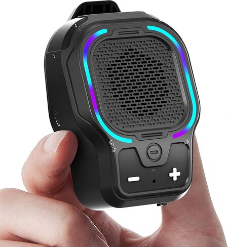 Wearable Bluetooth Speaker, Magnetic Clip-on Portable Wireless Speaker, HiFi Sound Loud Mini Speaker with 3 Light Modes, ENC Mic for Hands-Free Calls Music, Lightweight for Outdoor Work Cycling, Black in Kuwait