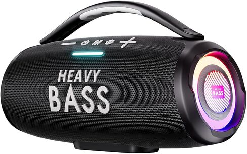 مكبرات صوت HEAVY BASS لاسلكية بتقنية البلوتوث، مكبر صوت محمول بصوت عالٍ بقدرة 80 وات مع صوت جهير عميق، وقت تشغيل يصل إلى 20 ساعة، مقاوم للماء IPX6، اقتران مزدوج، مثالي للمنزل، والحفلات، والسفر، وفي الهواء الطلق in Kuwait