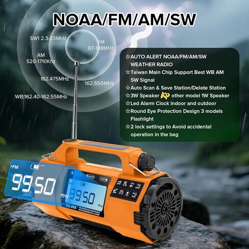 Auto NOAA Emergency Weather Radio, AM/FM/SW Solar Hand Crank Radio in Kuwait