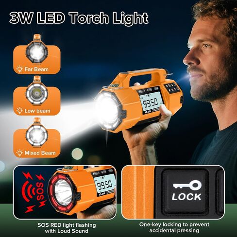 Auto NOAA Emergency Weather Radio, AM/FM/SW Solar Hand Crank Radio in Kuwait