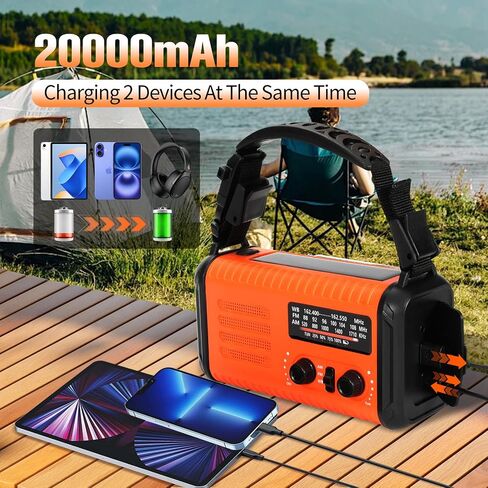 Emergency Weather Radio 20000mAh, Solar Hand Crank Radio NOAA/AM/FM Orange in Kuwait