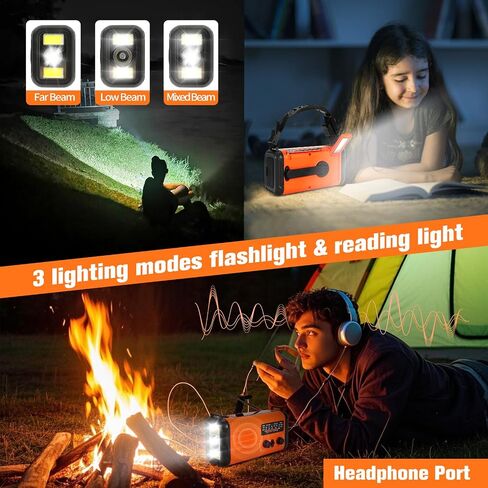 Emergency Weather Radio 20000mAh, Solar Hand Crank Radio NOAA/AM/FM Orange in Kuwait
