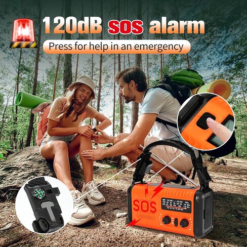 Emergency Weather Radio 20000mAh, Solar Hand Crank Radio NOAA/AM/FM Orange in Kuwait