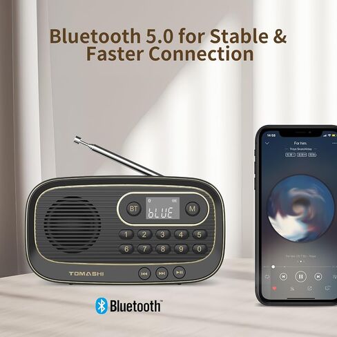 TOMASHI Portable FM Radio, Bluetooth Speaker Radio, Rechargeable Auto Scan in Kuwait