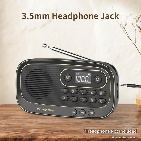TOMASHI Portable FM Radio, Bluetooth Speaker Radio, Rechargeable Auto Scan in Kuwait