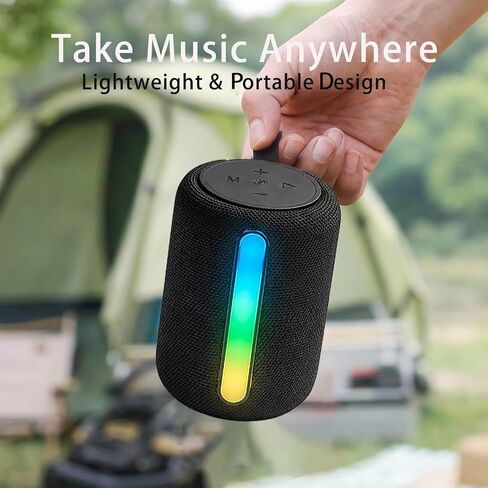 Bluetooth Speaker with RGB LED Light, Deep Bass Sound, Portable Loud Wireless Speaker for Home, Travel, Outdoor & Party (Black) in Saudi Arabia