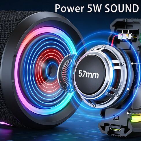 Bluetooth Speaker with RGB LED Light, Deep Bass Sound, Portable Loud Wireless Speaker for Home, Travel, Outdoor & Party (Black) in Saudi Arabia
