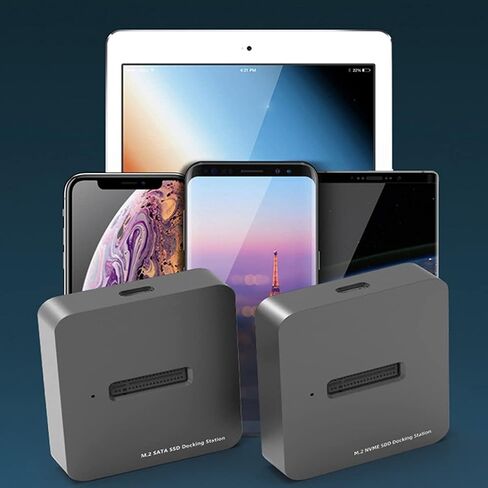 محطة إرساء محرك الأقراص الصلبة الخارجية المزدوجة HDD Dock Type-C SSD بسرعة 10 جيجابت في الثانية M.2 SATA NVME HDD SSD (اللون: SD01) (Sd01) in Kuwait