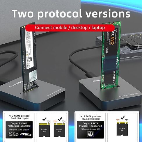 محطة إرساء محرك الأقراص الصلبة الخارجية المزدوجة HDD Dock Type-C SSD بسرعة 10 جيجابت في الثانية M.2 SATA NVME HDD SSD (اللون: SD01) (Sd02) in Kuwait