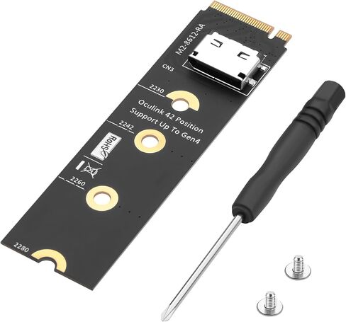 محول M.2 NVMe M-Key إلى OCuLink SFF-8611/SFF-8612 PCIe 4.0 x4، محول عمودي 2280 NGFF SlimSAS، بطاقة توسيع Gen4 لـ Mini ITX، NUC، الكمبيوتر المكتبي، Server U.2 NVMe SSD (الطراز C) in Kuwait