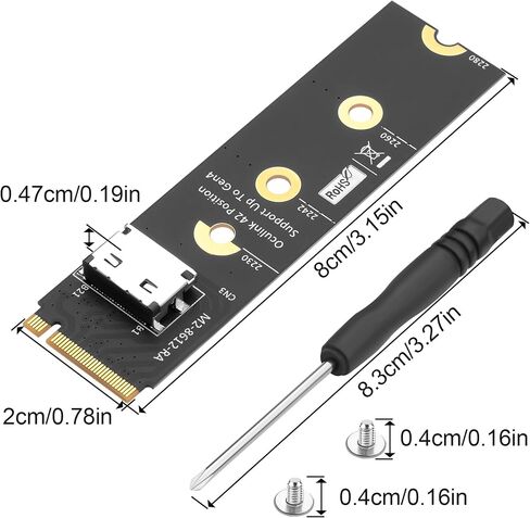 محول M.2 NVMe M-Key إلى OCuLink SFF-8611/SFF-8612 PCIe 4.0 x4، محول عمودي 2280 NGFF SlimSAS، بطاقة توسيع Gen4 لـ Mini ITX، NUC، الكمبيوتر المكتبي، Server U.2 NVMe SSD (الطراز C) in Kuwait