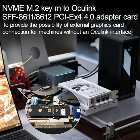 محول M.2 NVMe M-Key إلى OCuLink SFF-8611/SFF-8612 PCIe 4.0 x4، محول عمودي 2280 NGFF SlimSAS، بطاقة توسيع Gen4 لـ Mini ITX، NUC، الكمبيوتر المكتبي، Server U.2 NVMe SSD (الطراز C) in Kuwait