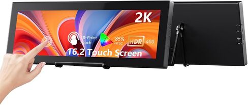 12.3 Portable Touchscreen Monitor,1920*720 IPS Mini Touch Screen,Travel Display with Foldablestand & Speaker, HDMI USBC CNC External Monitor for Laptop Phone Aida64 GPU CPU RAM Monitoring, VESA in Kuwait