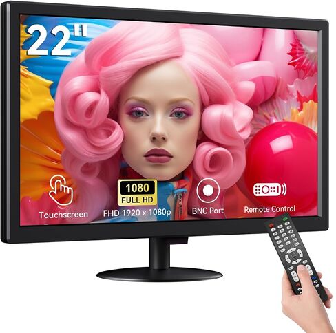 شاشة لمس عالية الدقة مقاس 22 بوصة - تعمل باللمس السعوي من 10 نقاط، HDMI/VGA/BNC، ومكبرات صوت مدمجة، وحامل VESA - مثالية لنقاط البيع والاستخدام المكتبي والصناعي in Kuwait