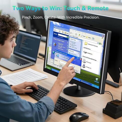 شاشة لمس عالية الدقة مقاس 22 بوصة - تعمل باللمس السعوي من 10 نقاط، HDMI/VGA/BNC، ومكبرات صوت مدمجة، وحامل VESA - مثالية لنقاط البيع والاستخدام المكتبي والصناعي in Kuwait