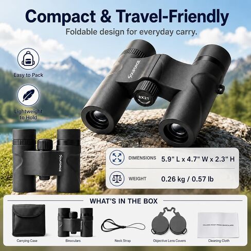 8x21 Compact Binoculars for Adults BAK4 Prism High Powered in Kuwait