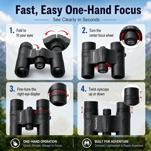 8x21 Compact Binoculars for Adults BAK4 Prism High Powered in Kuwait