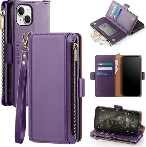 Antsturdy for iPhone 13 Phone Wallet Case Women,Wine Red in Saudi Arabia