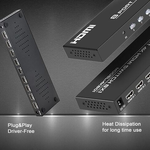 صندوق اختيار KAGO 8 منافذ HDMI 4K@30 هرتز مع جهاز تحكم عن بعد بالأشعة تحت الحمراء in Kuwait