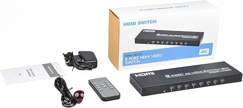 صندوق اختيار KAGO 8 منافذ HDMI 4K@30 هرتز مع جهاز تحكم عن بعد بالأشعة تحت الحمراء in Kuwait