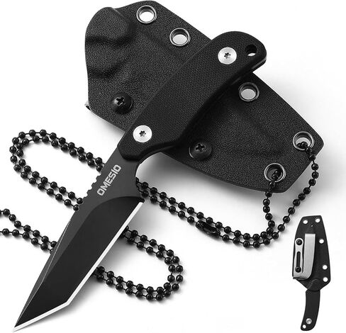 Omesio Small Tanto Fixed Blade Neck Knife, D2 Steel Blade with G10 Handle in Saudi Arabia