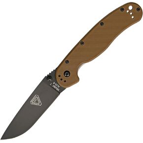 Ontario Knife Company Rat I Folding Pocket Knife, Black Coated AUS-8 Stainless Steel Drop Point Blade, Coyote Brown Nylon Handle Knife, Everyday Carry Knife – ON8846CB in Saudi Arabia