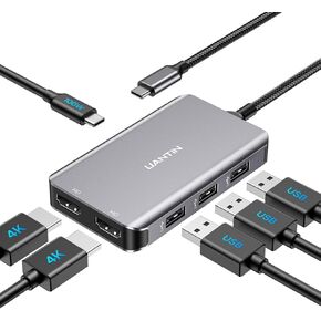 UANTIN 6-in-1 USB C Hub, Type C to Dual HDMI Adapter 4K@60Hz in Saudi Arabia