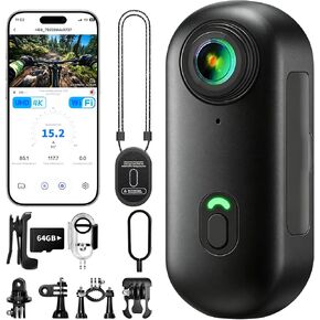 4K Mini Body Camera, Wearable Action Body Cam, Sports Action Camera Thumb Size Hands-Free Recording Body Worn Camera, Portable Camcorder Mount Anywhere for Work, Travel,Fishing (Black, 64, GB) in Kuwait