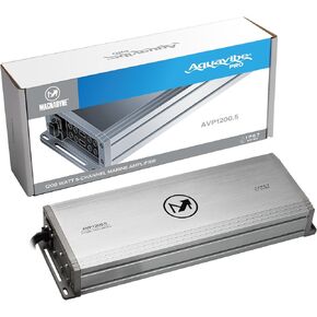 Magnadyne AquaVibe Pro AVP1200.5 5-Channel Class D Marine Amplifier, IP67 Wet-Rated, 1200W RMS, Boat, Motorcycle, RV, Off-Road Audio with Remote Bass Control in Kuwait