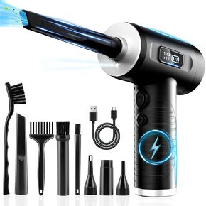 Compressed Air Duster, 100000RPM Super Power Electric Air Duster with LED Light, 3-Gear Adjustable Rechargeable Cordless Air Blower for Keyboard Car House Electric Devices Cleaning Outdoor in Saudi Arabia
