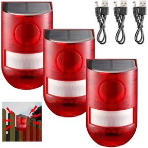 3Pcs Solar Strobe Alarm Lights, Motion Detector Security Siren, 129db Siren & 6 LED Flashing Red Light, 4 Modes Outdoor Waterproof Alarm for Hacienda, Farm, Villa, Barn, Yard, Home in Saudi Arabia