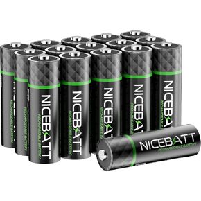 NICEBATT Rechargeable aa Batteries 16 Count, 2800mAh Premium NiMH Double A Battery Low Self Discharge in Kuwait