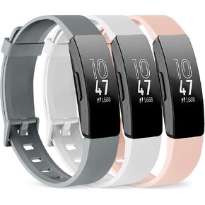 Pack 3 Silicone Bands for Fitbit Inspire HR & Fitbit Inspire 2 &Fitbit Inspire & Ace 2 Replacement Wristbands for Women Men Small Large (Black+Navy Blue+Gray, Small: for 5.5"-7.9" wrists) in Kuwait