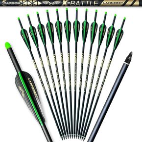Lanneret Carbon Crossbow Bolts 17，20，22Inch Arrows Bolt Crossbolt Fletched 4 Inch Vane with Field Point (Pack of12) Black in Kuwait