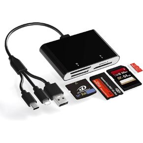 Memory Stick Pro Duo Card Reader, 4 in 1 SD/TF/MS/XD Card Reader with L-ightning+USB A+USB C, Multi Card Reader Support OTG, Fast Data Transfer, Memory Stick Reader for i-Phone/Android/PC in Kuwait